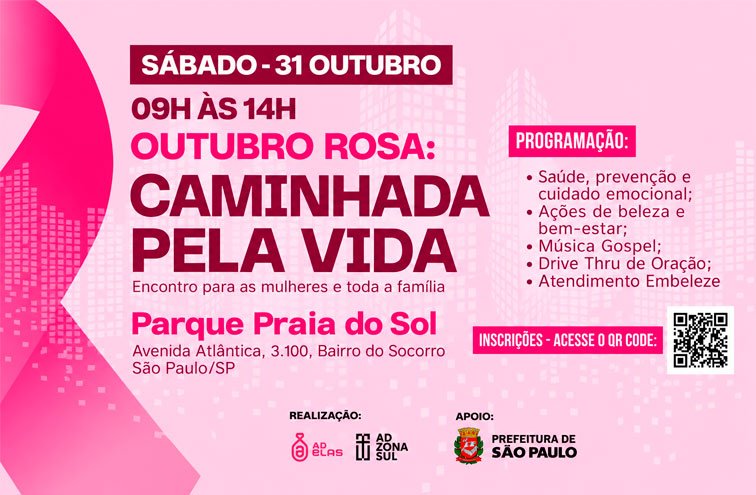 Parque da Barragem, em Socorro, recebe a “Caminhada pela Vida” em celebração ao Outubro Rosa
